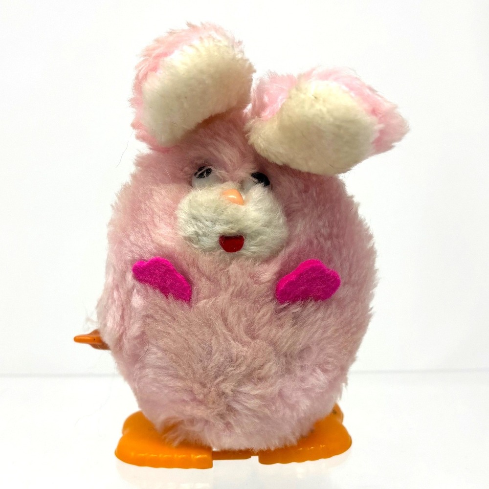 Vintage Pink Fuzzy Wind Up Duck Toy Made in Korea Novelty Collectible